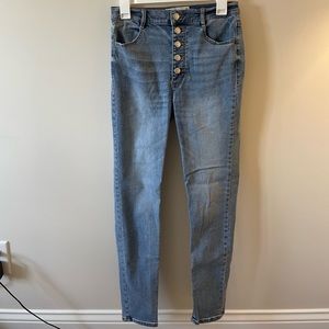 High waisted button up skinny jeans